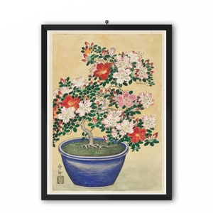 Shoson Ohara Ukiyo e Prints Blooming Azalea by Shoson Ohara Ukiyo-e Vintage Poster, Art Print Poster, Japanese Woodblock Prints