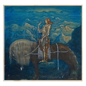Princess Riding a Magic Horse Canvas Print, John Bauer Illustration Art Prints, Fairy Tale Paintings, Kids Room Fantasy Canvas Wall Art