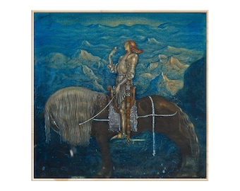 Princess Riding a Magic Horse Canvas Print, John Bauer Illustration Art Prints, Fairy Tale Paintings, Kids Room Fantasy Canvas Wall Art