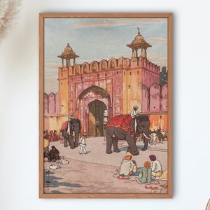 Yoshida Hiroshi High Ajmer Gate, Jaipur, 1931, from the India and Southeast Asia Series 1931 Prints by Yoshida Hiroshi Woodblock Prints