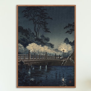 Tsuchiya Koitsu Ukiyo e Prints -  Benkei Bridge 1933 by Tsuchiya Koitsu, Japanese modern Ukiyo e prints, Japanese Woodblock Prints