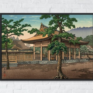Tsuchiya Koitsu Ukiyo e Prints - Kashiwara Shrine 1940 by Tsuchiya Koitsu, Japanese modern Ukiyo e prints, Japanese Woodblock Prints