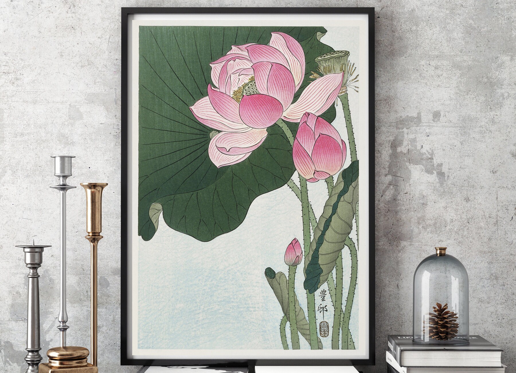 Shoson Ohara Ukiyo E Prints Flowering Lotus by Shoson Ohara