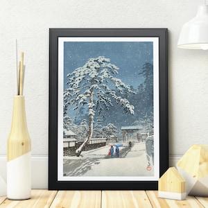 Kawase Hasui Prints Honmonji Temple in Snow 1931 by Kawase Hasui Hasui Woodblock Japan Print Hasui Kawase, Japan Woodblock Print