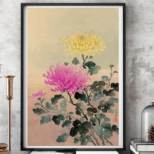 Tsuchiya Koitsu Ukiyo e Prints -  Chrysanthemum 1930 by Tsuchiya Koitsu Ukiyo-e Vintage Poster, Japanese modern Ukiyo e prints