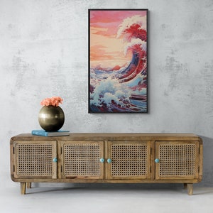 The Great Wave off Kanagawa Reimagined, Modern Japanese Wave Art Ukiyo-e Wall Art, Living Room Decor, Japanese Posters, Canvas Print