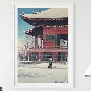Kawase Hasui Prints Clearing After a Snowfall at the Asakusa Kannon Temple 1926 by Kawase Hasui Hasui Woodblock Japan Print Hasui Kawase