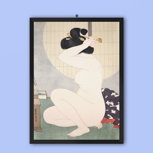 Ukiyoe Girl in Bathing by no name 1933 Japan Poster Woodblock Japan prints, ukiyo e prints, ukiyo e prints, ukiyo e