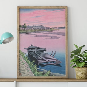 Kawase Hasui Prints Tsuchizaki in Akita Prefecture (Akita Tsuchizaki) 1928 by Kawase Hasui Ukiyo-e Poster, Hasui Woodblock Japan prints