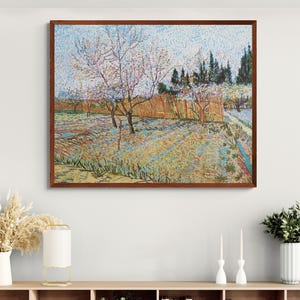 Orchard with Peach Trees in Blossom, 1888 Painting by Vincent Van Gogh, Vincent Van Gogh Canvas Print, Vincent Van Gogh Poster