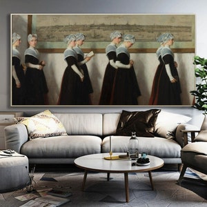Girls at Amsterdam&#39;s Civic Orphanage by Nicolaas van der Waay Printed On Canvas, Art Painting Reproduction Canvas Print