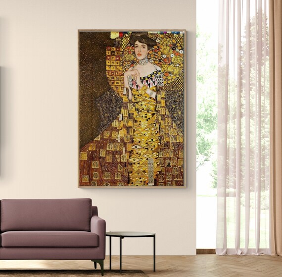 Tableau Toile 'Portrait D'Adèle Bloch-Bauer I' De Gustav Klimt (1907) - Impression Sur Toile Tendue Sur Châssis, Prêt à Accrocher