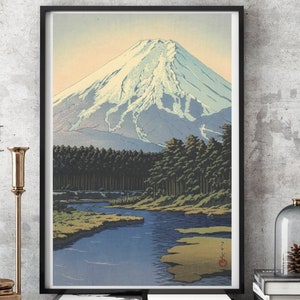 Kawase Hasui Prints Oshino no Fuji San 1942 by Kawase Hasui Ukiyo-e Vintage Poster, Hasui Woodblock, Japan art, Japan Woodblock Print