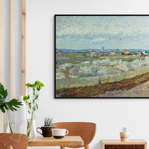 La Crau with Peach Trees in Blossom 1889 Poster Print by Vincent Van Gogh, Vincent Van Gogh Canvas Print, Vincent Van Gogh Poster