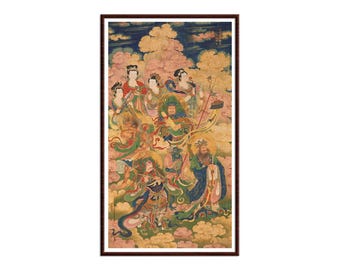 Ming-dynastie acht hosts Deva Naga Yakshi boeddhistische Canvas Art Print