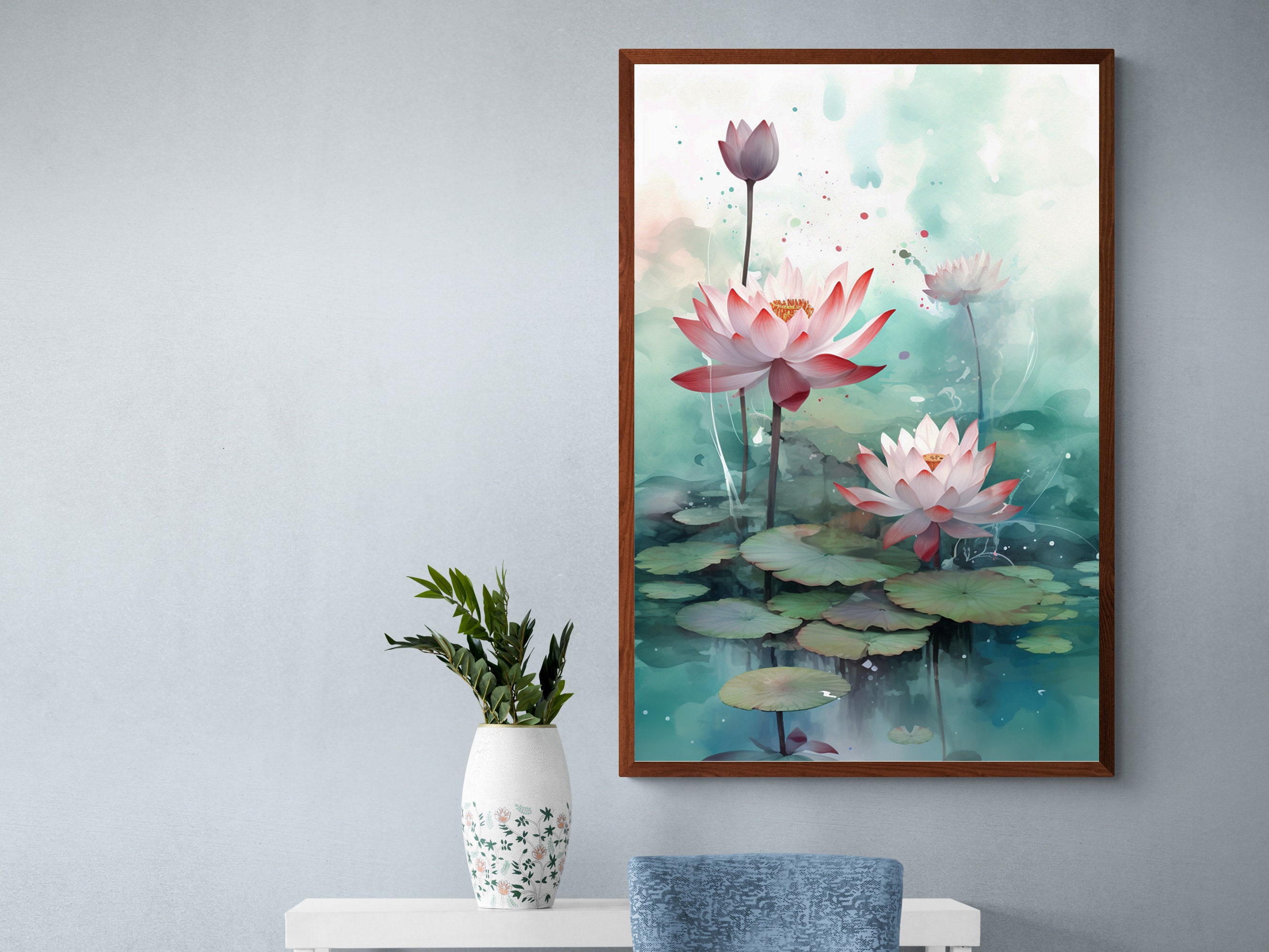 Tableau Déco Murale 3 Pièces - Fleurs Origami Style Chinois Rétro - Toile 20x20 Cm Sans Cadre