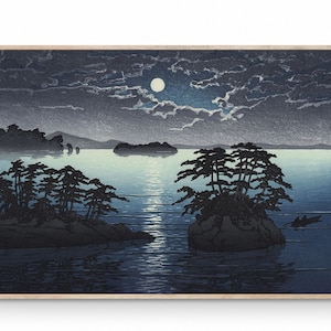 Kawase Hasui Prints Futago Island Moonlight At Matsushima by Kawase Hasui Hasui Woodblock Japan Print Hasui Kawase, Japan Woodblock Print