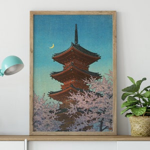 Kawase Hasui Prints Evening Glow in Spring, Toshogu Shrine, Ueno 1948 by Kawase Hasui Hasui Woodblock Japan Print Hasui Kawase