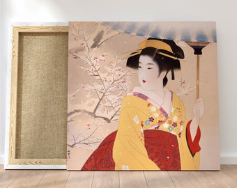 伊藤深水作「吹雪」日本美術版画、木版画、ジクレー、版画、美術