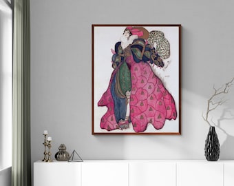 Costume Design for La Legende de Joseph by Léon Bakst, Antique Modernist, Orientalist themes Woman Fashion Painting Canvas Print Wall Art