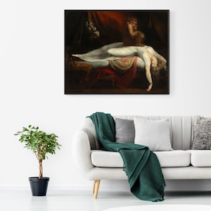 The Nightmare by Henry Fuseli Painting Canvas Print Wall Art Home Decor, Notable Painting of Woman Dream and Sleep, Masterpiece Prints
