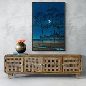 Kawase Hasui Japanese Art Canvas Prints - Winter Moon at Toyamagahara, Japanese Landscape Art Print Canvas Wall Art, Ukiyo e Canvas Print