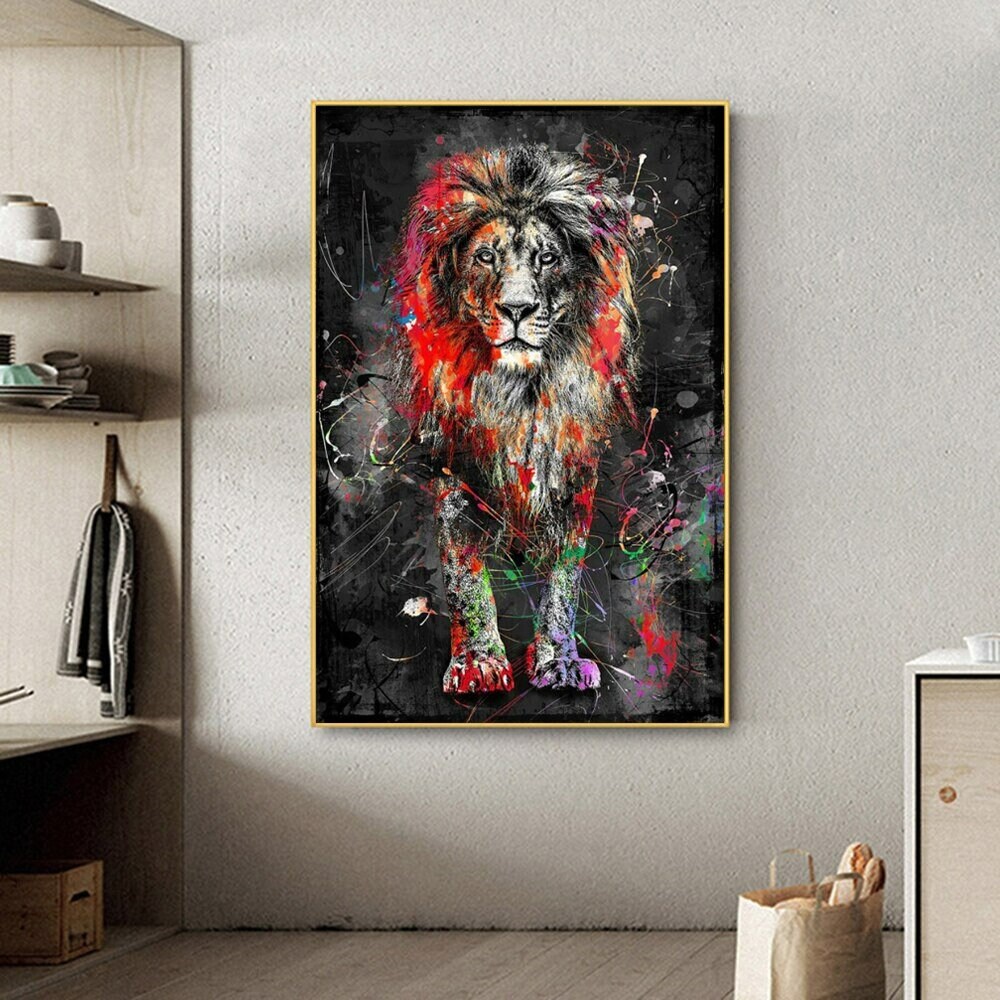Animal Lion Art Print Wall Canvas Painting Abstract Poster Decor Living Room 