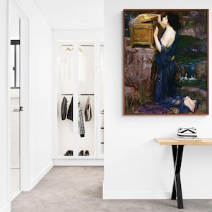 Pandora by John William Waterhouse, English Pre-Raphaelite Myth Painting Archival Giclée Fine Art Print Home Decor