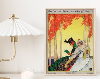 Vintage Vogue 1919 Early February Art Deco Mirror | Winter