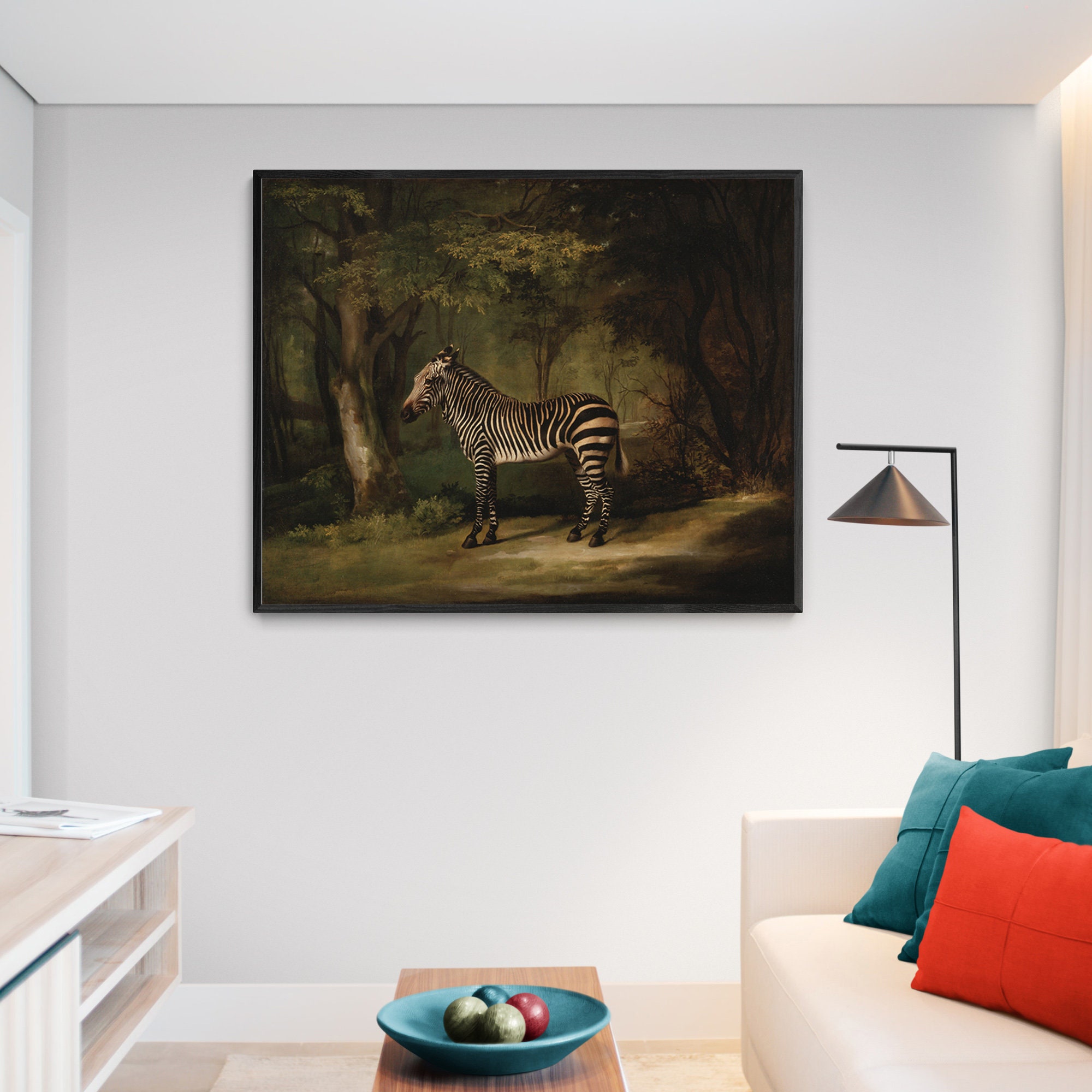 Antique zebra oil painting, George Stubbs, Zebra art print, Vintage animal wall art, Exotic forest, Jungle decor, Safari, African animals