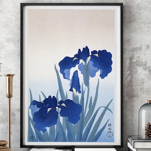 Shoson Ohara Ukiyo e Prints Flowering Iris by Shoson Ohara Ukiyo-e Vintage Poster, Art Print Poster, Japanese Woodblock Prints