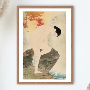 Shinsui Ito Ukieyo e Prints Fragrance of Hot Springs 1930 by Shinsui Ito Ukiyo-e Vintage Poster, Japanese Watercolor Japan prints