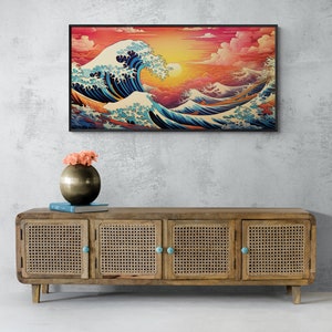 The Great Wave off Kanagawa Reimagined, Modern Japanese Wave Art Ukiyo-e Wall Art, Living Room Decor, Japanese Posters, Canvas Print