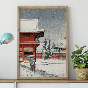 Kawase Hasui Prints Snow at Nezu-Gongen Shrine 1933 by Kawase Hasui Hasui Woodblock Japan Print Hasui Kawase, Japan Woodblock Print