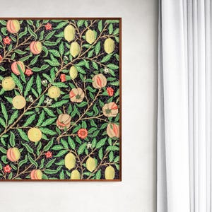 Fruit Pattren Wall Art Canvas by William Morris Print, Textile Wall Art, Art Nouveau Design, Vintage Pattren Art Print Wall Art