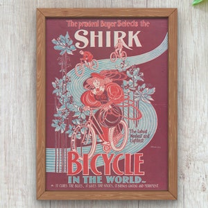 Shirk Fahrrad Vintage Propaganda Poster, Vintage Werbeposter Reproduktion vintage retro Poster Frau, Mädchen Werbung
