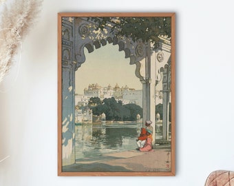 Yoshida Hiroshi Castles in Udaipur, from the India and Southeast Asia Series 1931 Prints by Yoshida Hiroshi Woodblock Prints