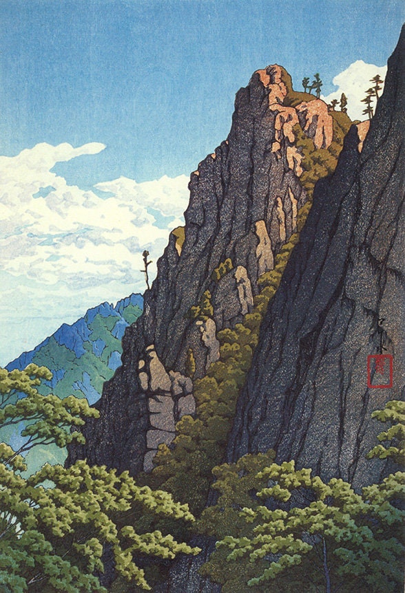 Kawase Hasui Prints Eight Views of Korea-samburam Rock