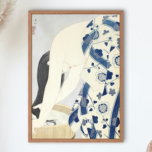 Shinsui Ito Ukieyo e Prints Washing Her Hair 1952 by Shinsui Ito Ukiyo-e Vintage Poster, Japanese Watercolor Japan prints