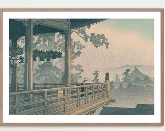 川瀬巴水清水堂の版画、日本の桜の花を描いた木版画 - Etsy 日本