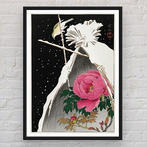 Shoson Ohara Ukiyo e Prints Flower in Snow by Shoson Ohara Ukiyo-e Vintage Poster, Art Print Poster, Japanese Woodblock Prints