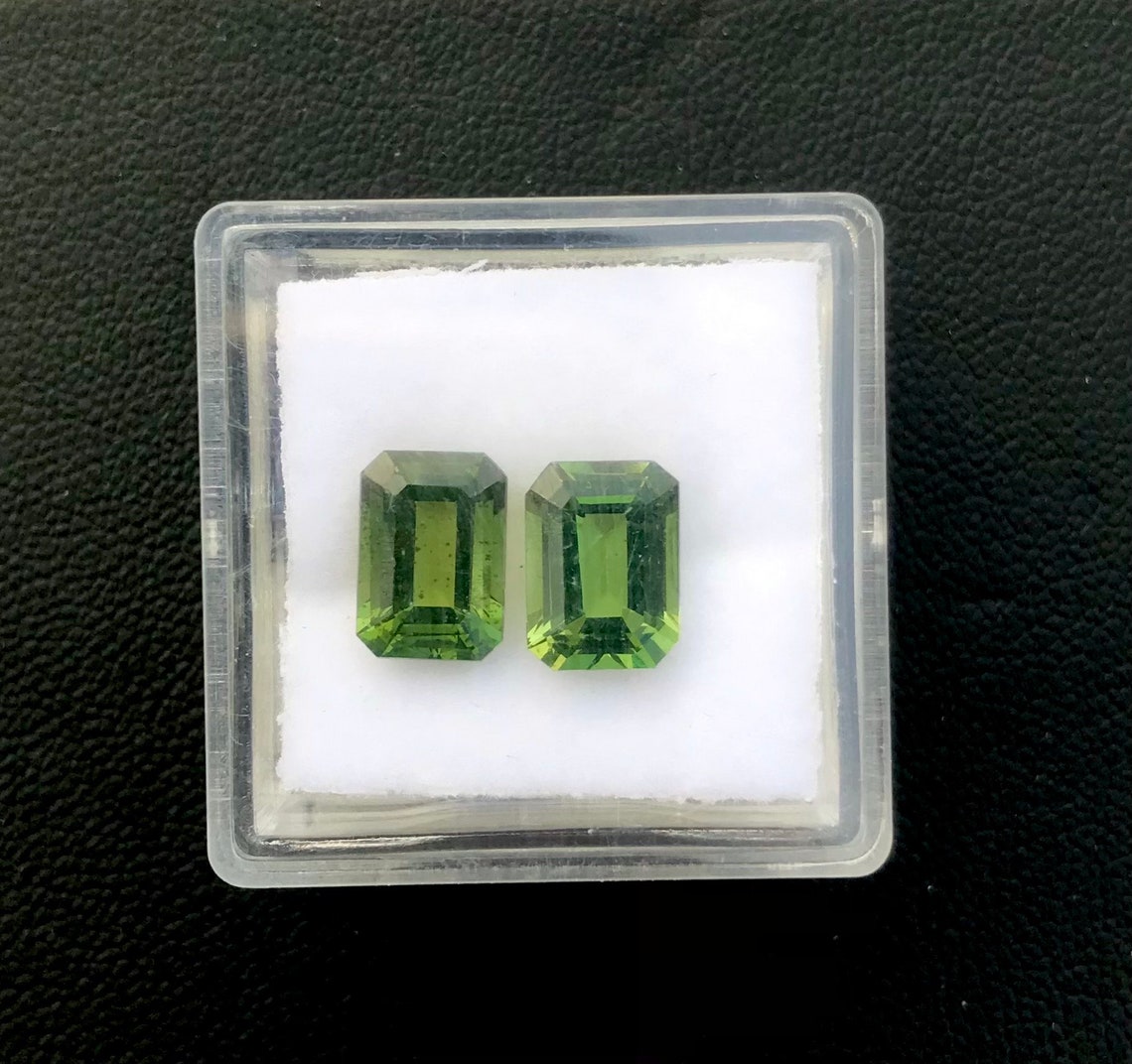 3.85 C.t Natural Apatite Pair Unheated Emerald Cut Rare Olive Etsy