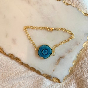 Eve: Druzy Gemstone & Brass Chain Bracelet