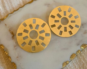 Dalia : Gold Brass Oversized Studs Earrings