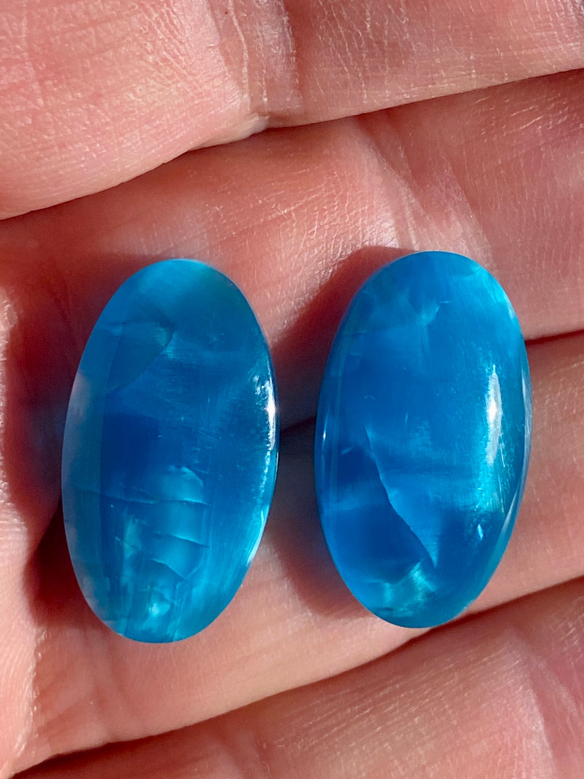 Victoria Stone Pair 23.57ct Total Blue Cabochon Oval Total Etsy