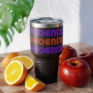 NEON Phoenix Spirit Ringneck Tumbler, 30oz -  SUNS Arizona AZ Phx orange purple lights basketball