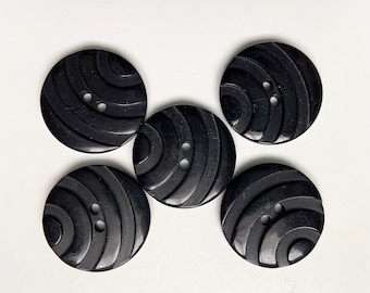 1980’s Waves Detail Black Button/General Two-Holed Black Button