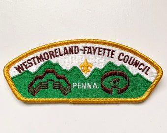 1970-talets Westmorland-Fayette Council (Boys Scouts of America) broderad lapp/1970-talets Pennsylvania Dutch-lapp