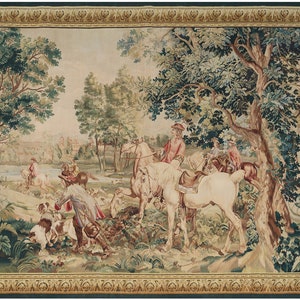 7&#39;x10&#39; Exquisite Aubusson-Inspired Vintage Tapestry - A Timeless Masterpiece for Your Home