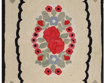 2x4 Beige Cream Floral Antique Vintage American Hook Area Rug ARI-4157 | Home Decor | Carpets
